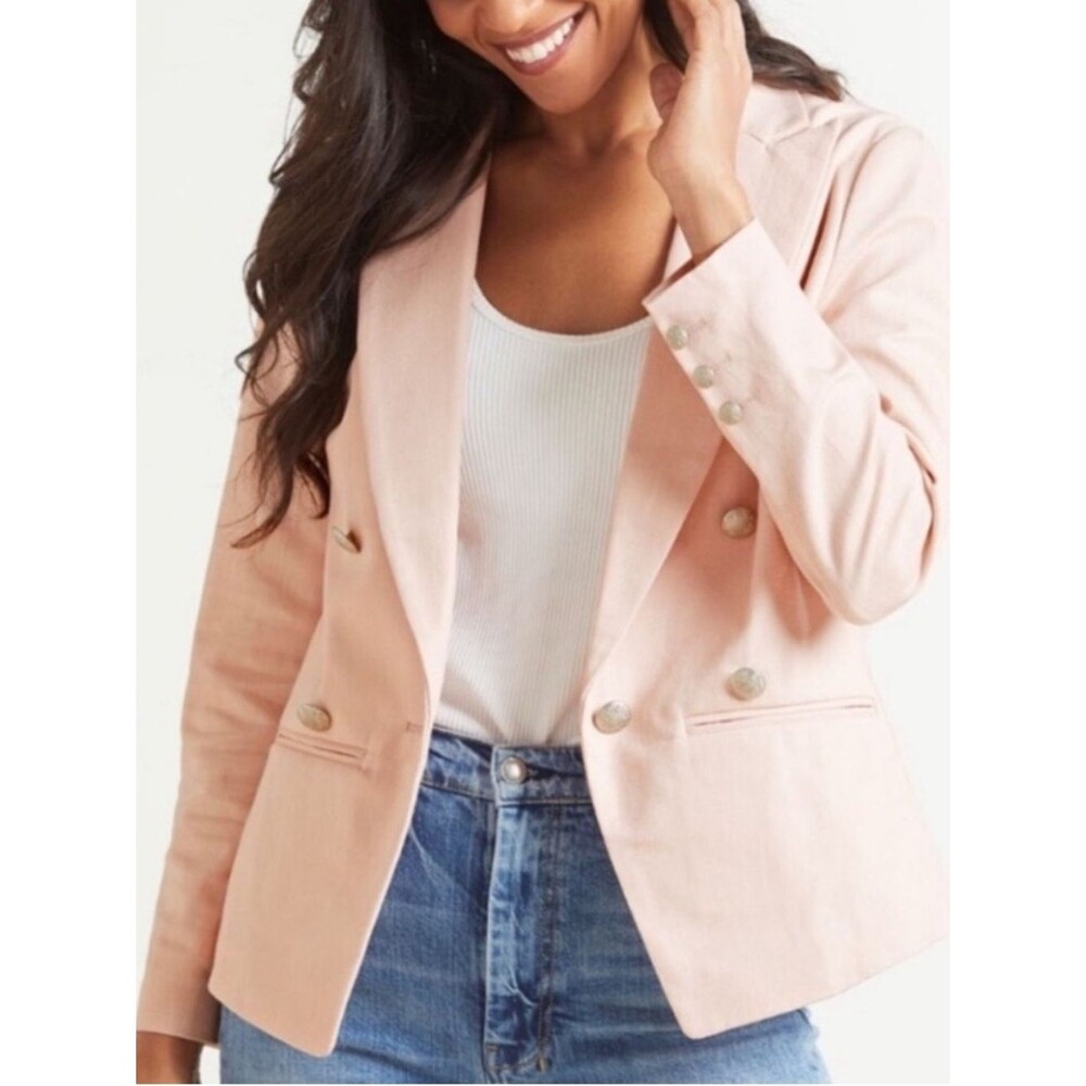 Evereve Blush Pink Double-Breasted Blazer